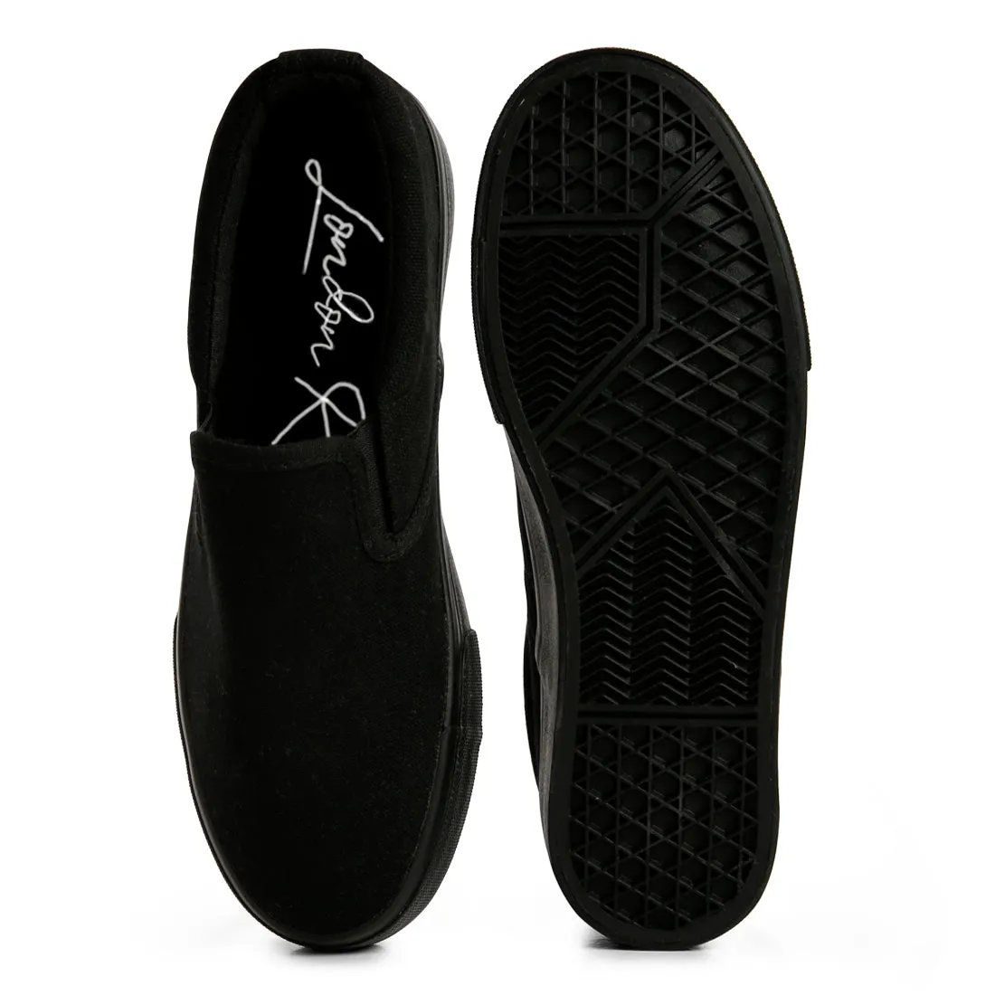 Black Slip On Canvas Sneakers