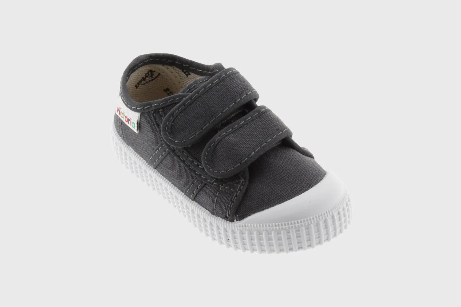 Dark gray canvas double velcro sneaker