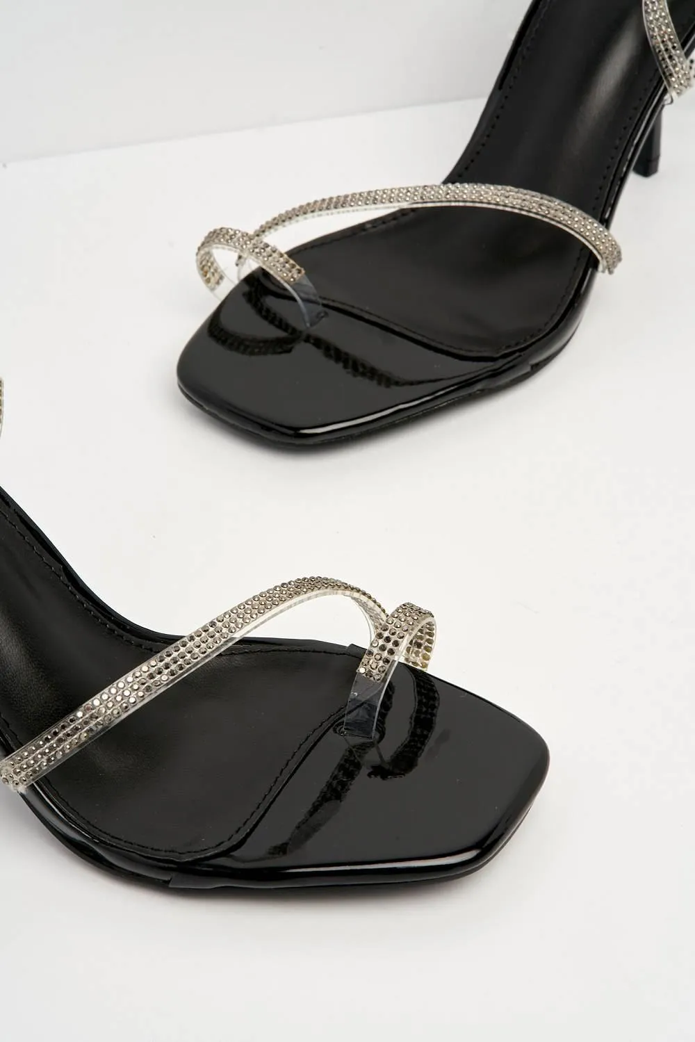 Kudos Diamante Strappy Lace-up Sandal in Black