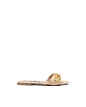 Logo Satin Mule Sandals