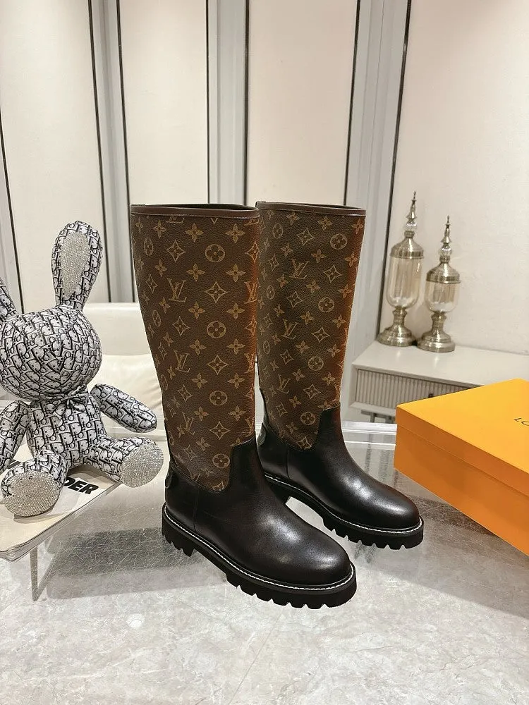 LV Designer Monogram Knee Boots