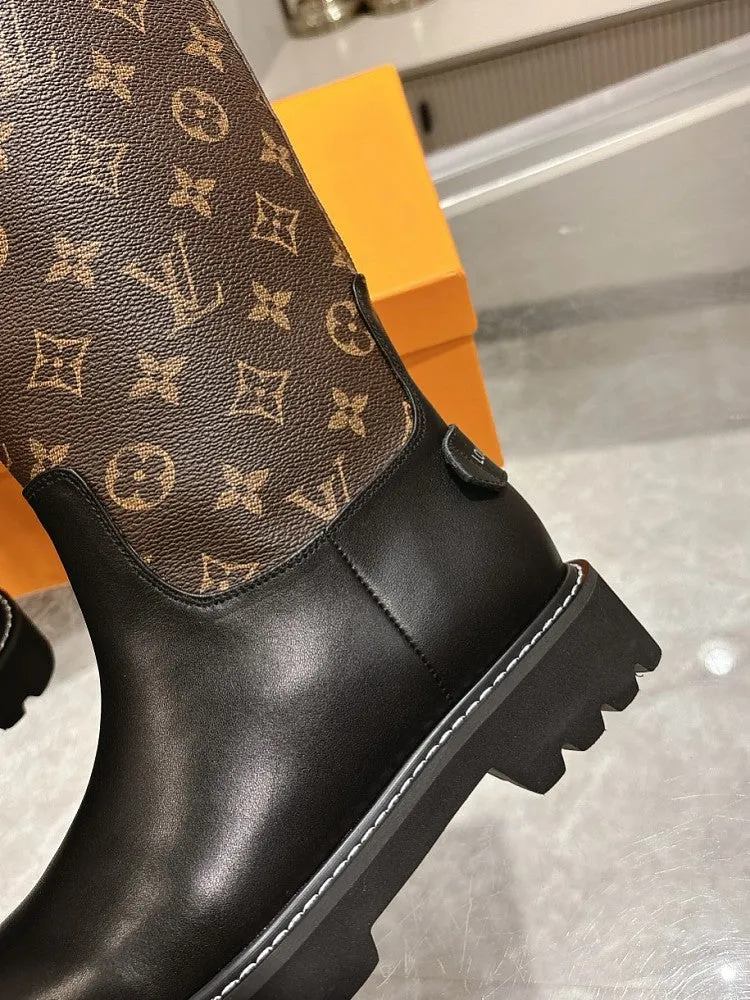 LV Designer Monogram Knee Boots