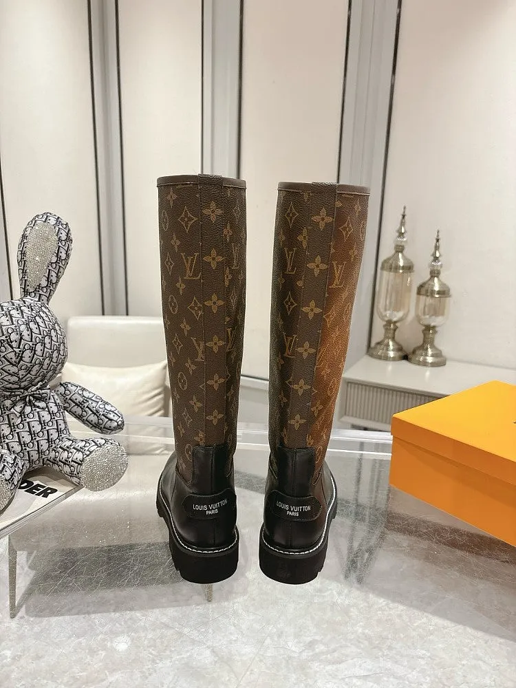 LV Designer Monogram Knee Boots