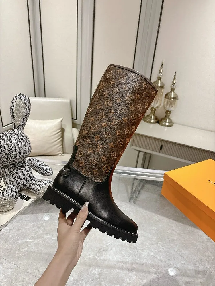 LV Designer Monogram Knee Boots