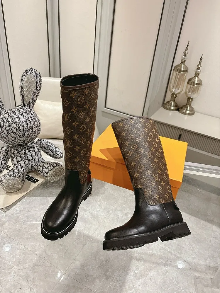 LV Designer Monogram Knee Boots