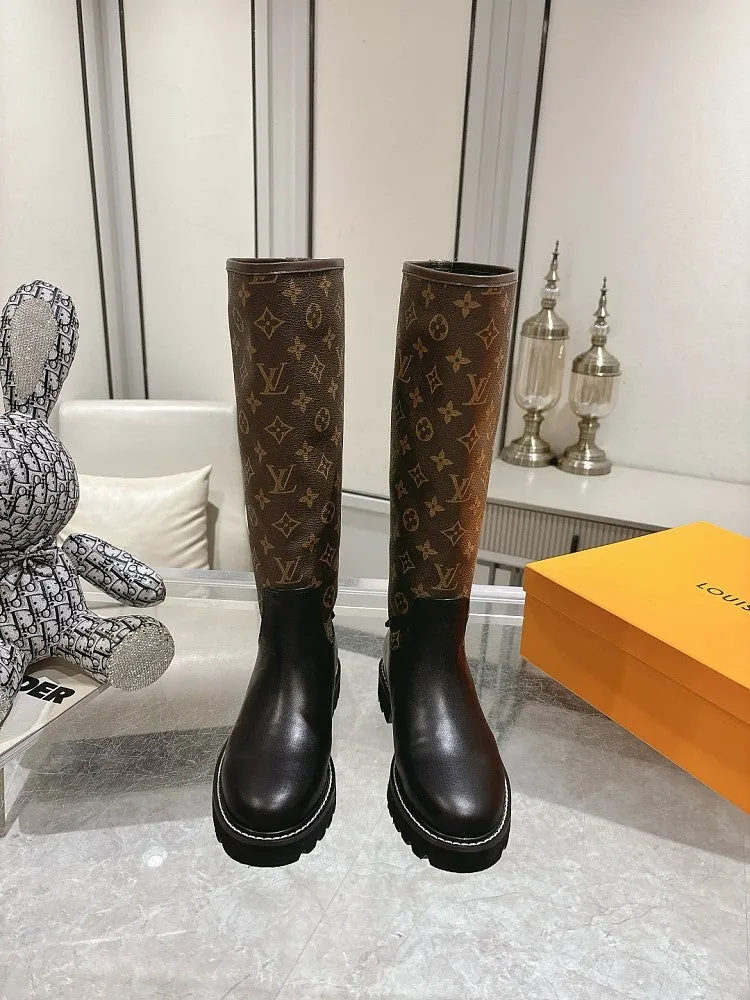 LV Designer Monogram Knee Boots