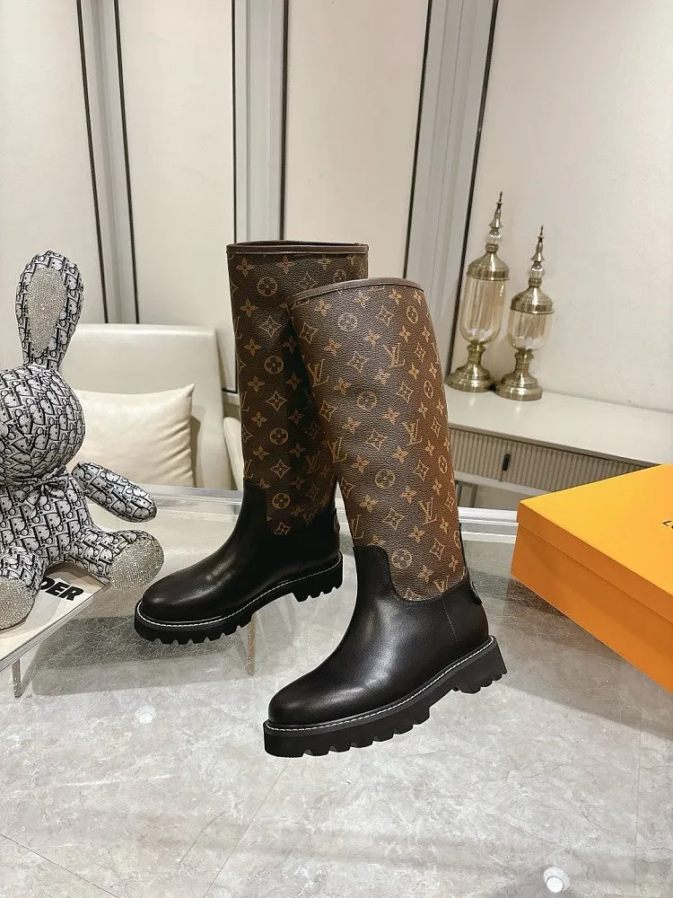 LV Designer Monogram Knee Boots