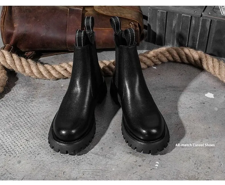 Men's British Designer PU Leather Chelsea Boots