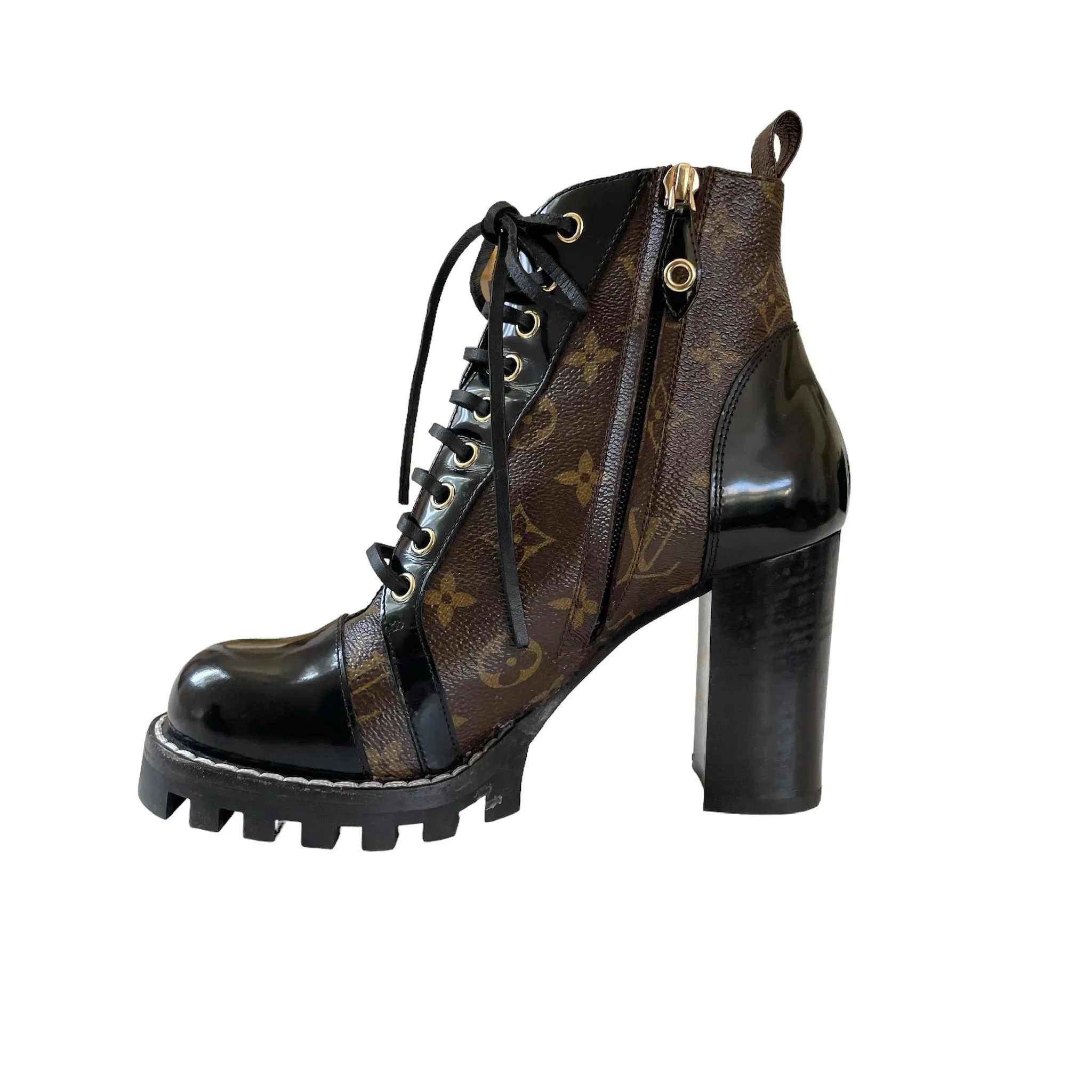 Monogram Heeled Combat Boots - 7.5