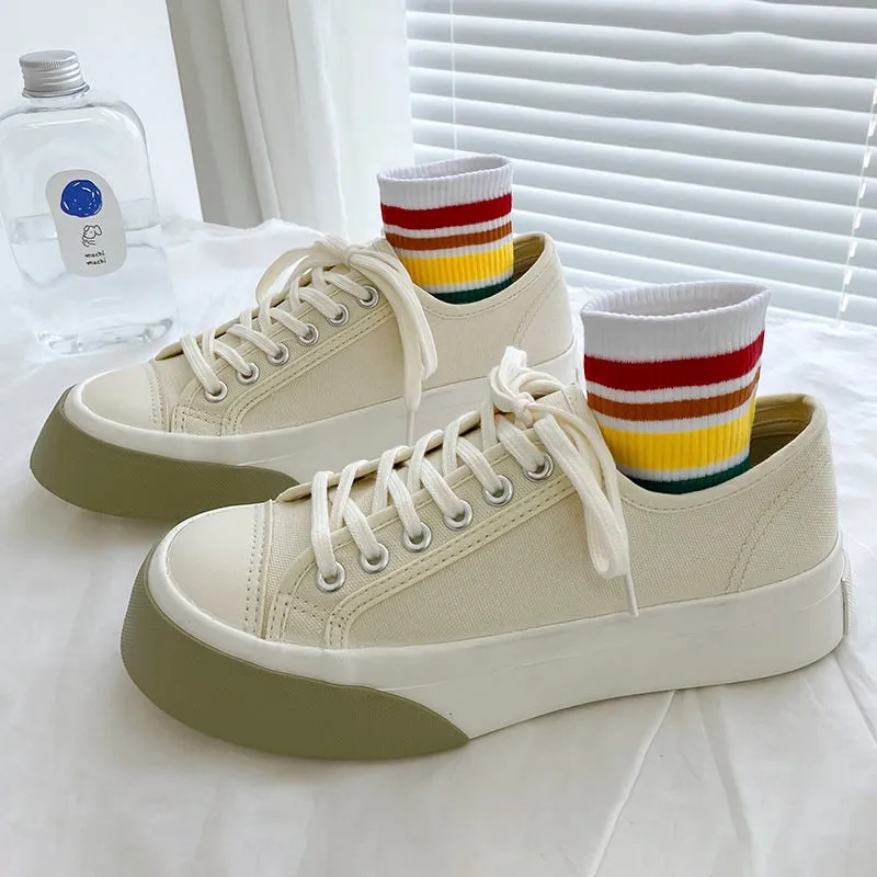 New canvas shoes trend men and women canvas sports shoes college girls Skate shoes students platform sneakers couple sneakers