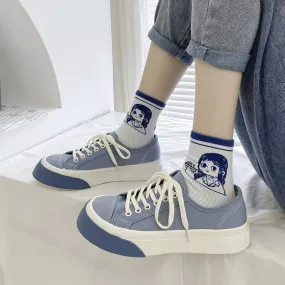 New canvas shoes trend men and women canvas sports shoes college girls Skate shoes students platform sneakers couple sneakers