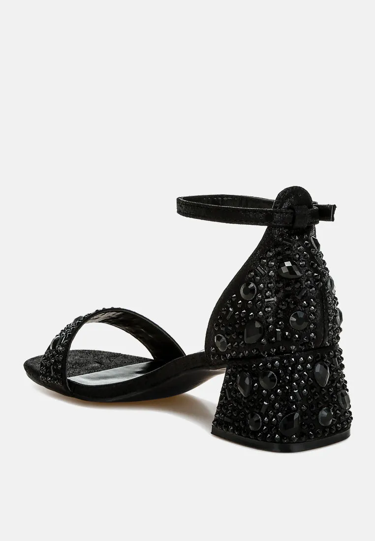 Nocturnal Rhinestone Embellished Shimmer Sandals