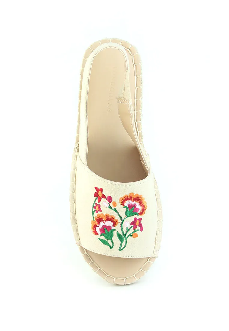 Nude Flat Embroidered Espadrilles