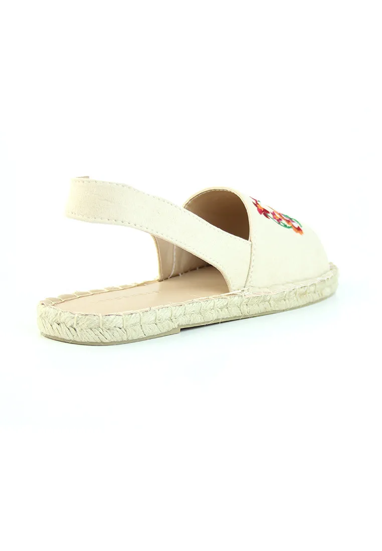 Nude Flat Embroidered Espadrilles