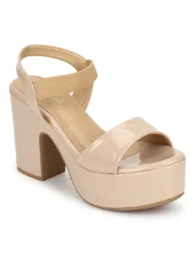 Nude PU Glossy Platform Heel Sandals (TC-MSI-D-03-NUD)