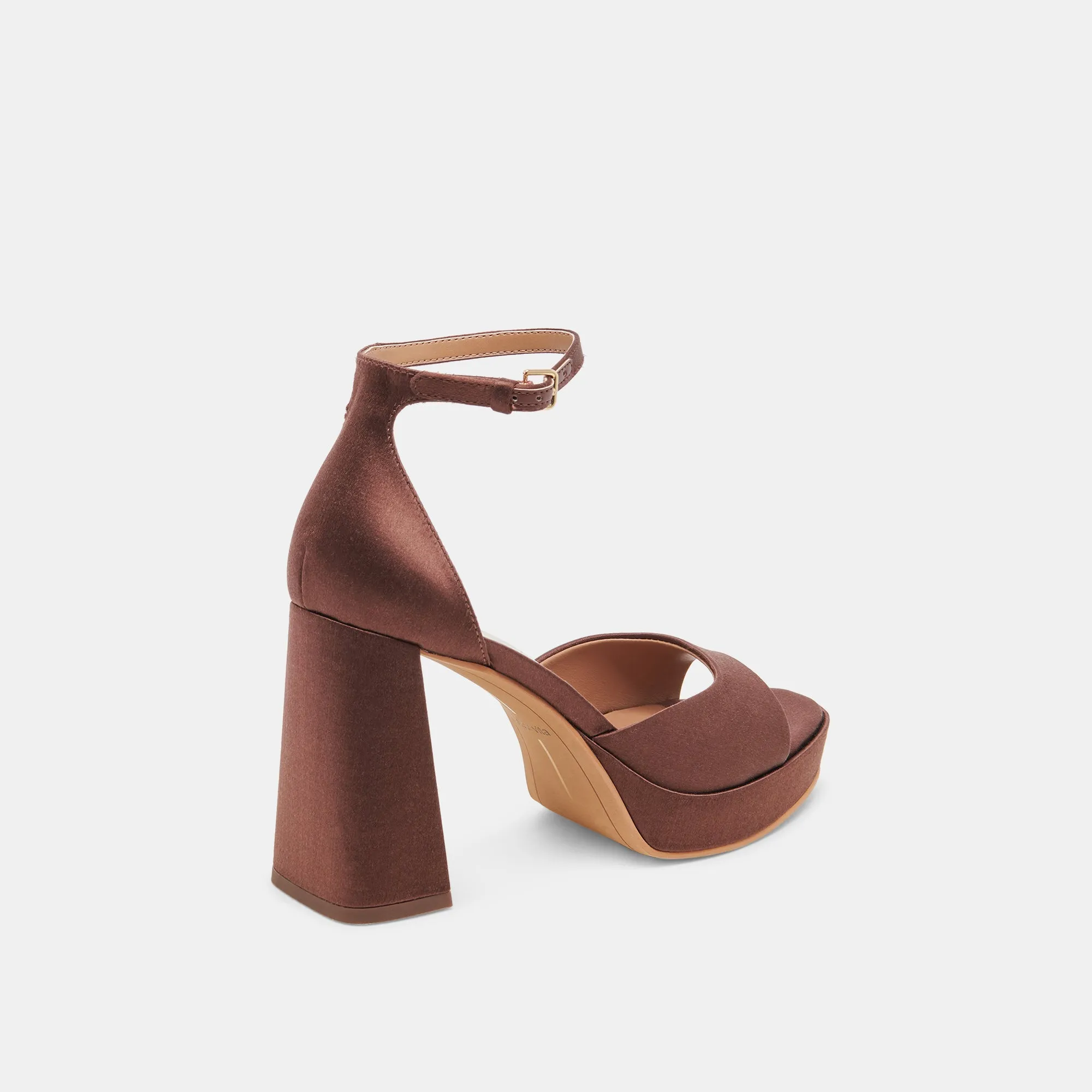 PANDRO HEELS CHOCOLATE SATIN