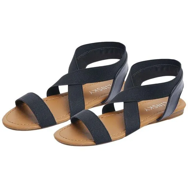 Rome Cross Strap Flats Sandals