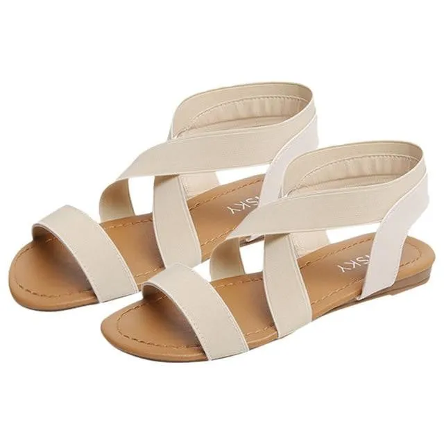 Rome Cross Strap Flats Sandals