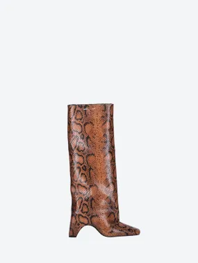 Snake print bridge boots