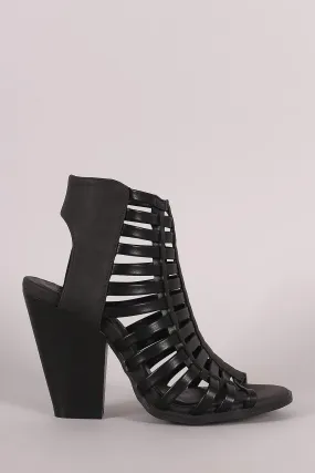 Strappy Cage Tapered Chunky Heel