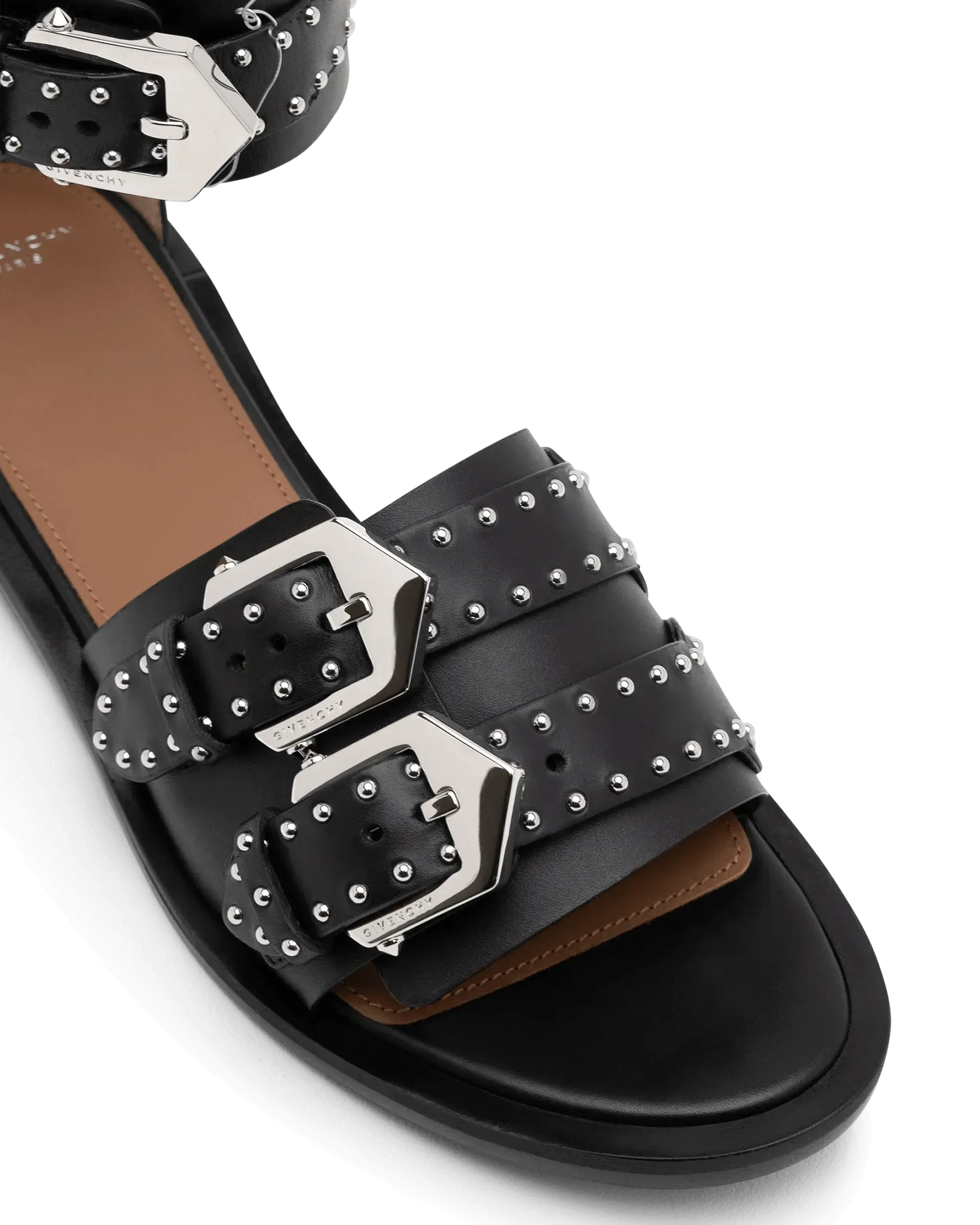 Studded Buckle Flat Sandals