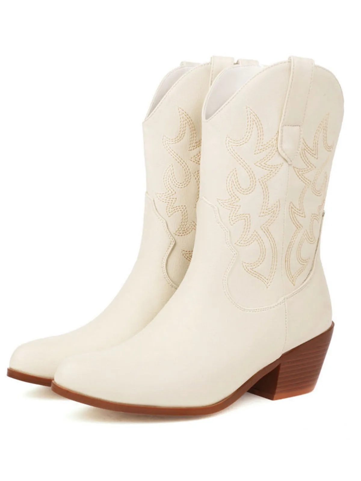 Vintage Embroidered Chunky Heel Cowboy Boots