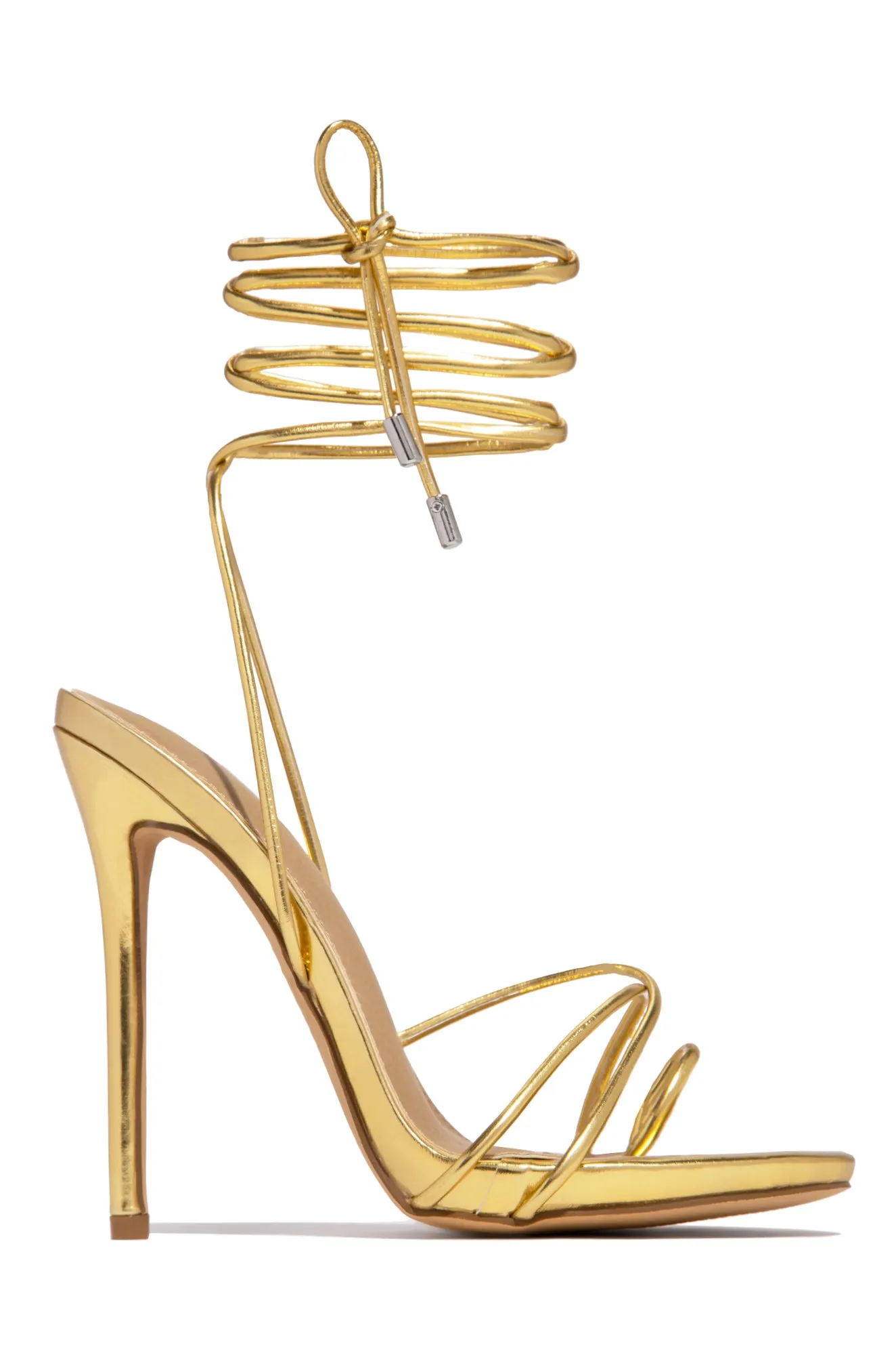 Whole Lotta Money Lace Up High Heels - Nude