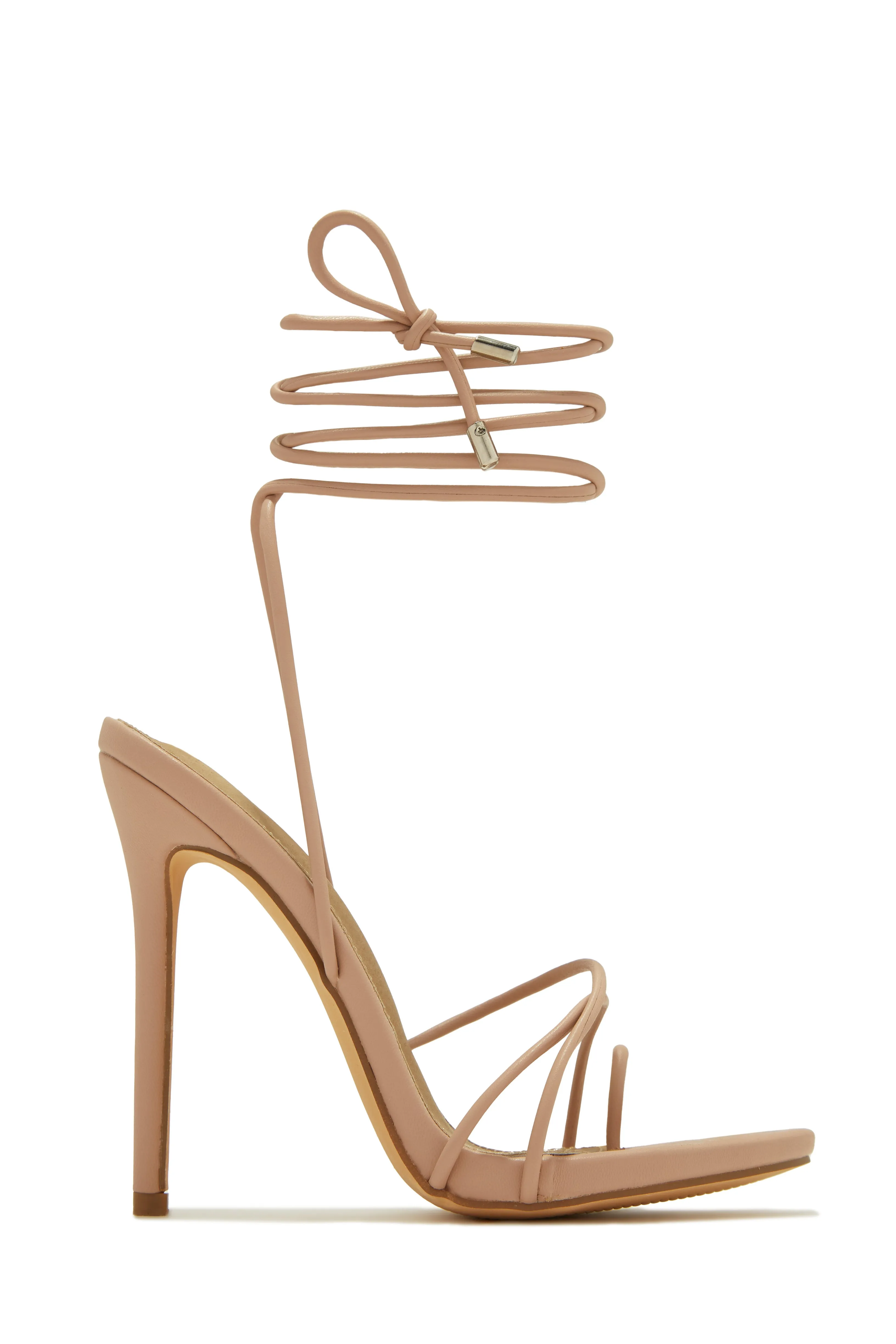 Whole Lotta Money Lace Up High Heels - Nude