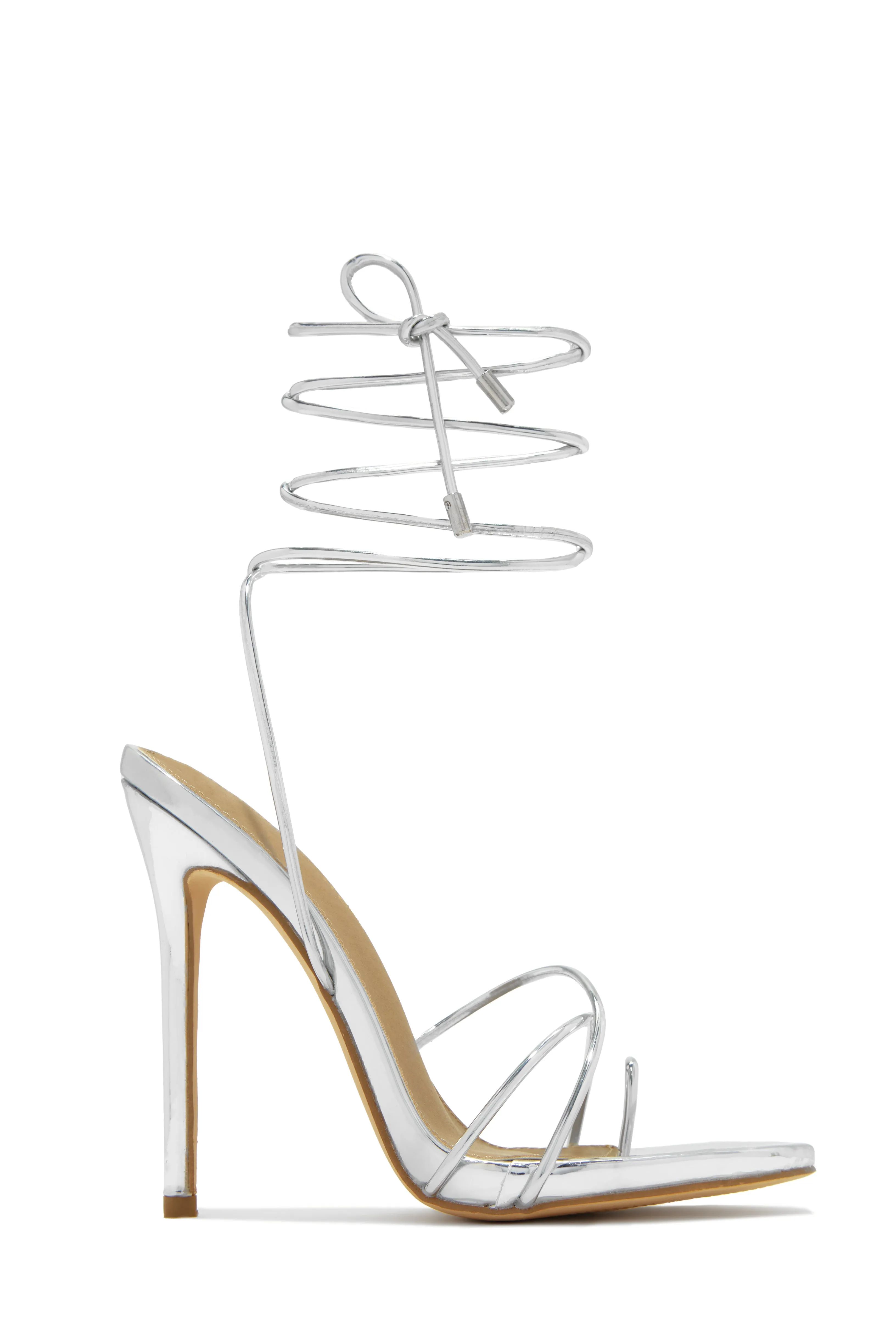 Whole Lotta Money Lace Up High Heels - Nude