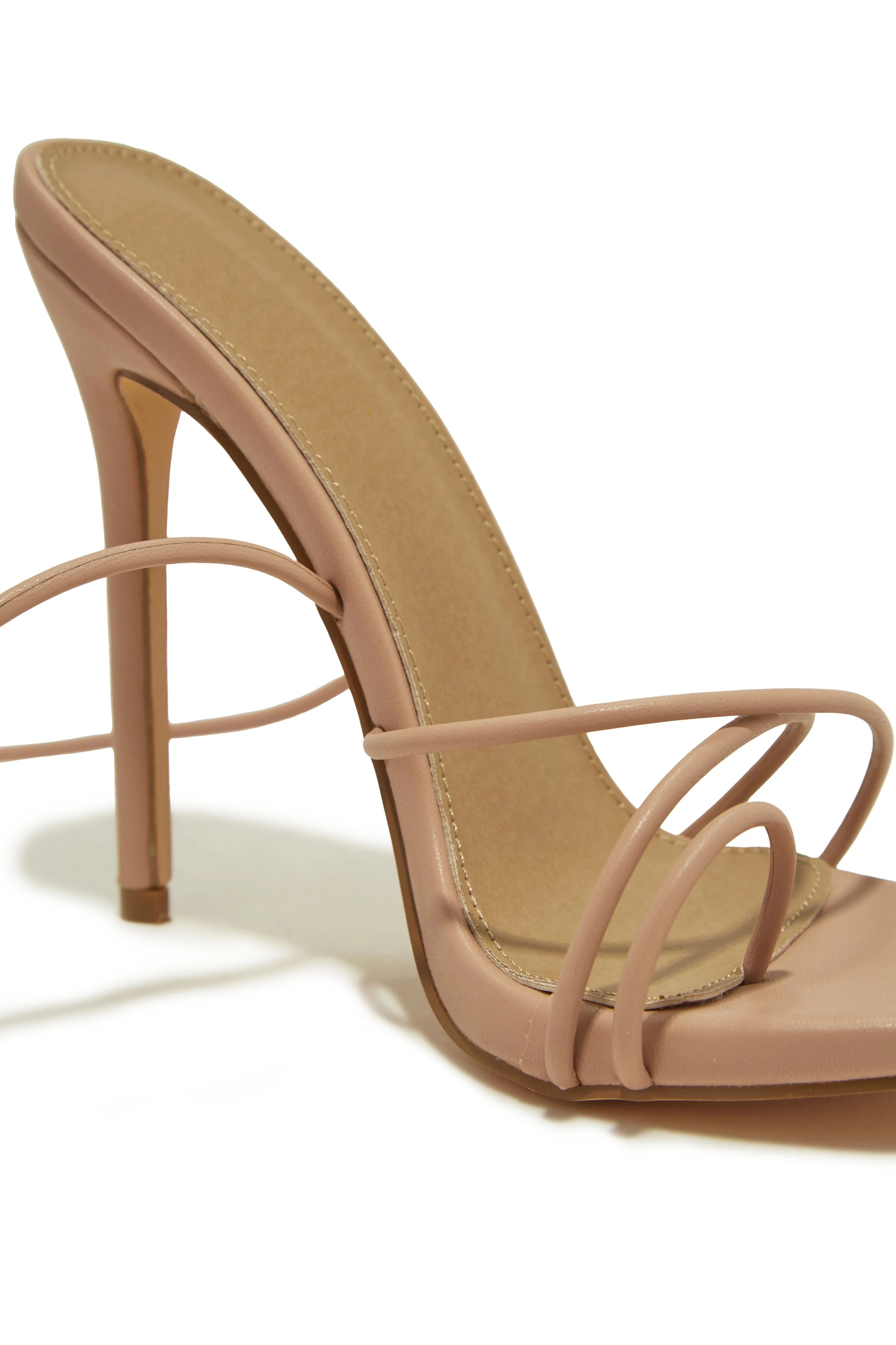 Whole Lotta Money Lace Up High Heels - Nude