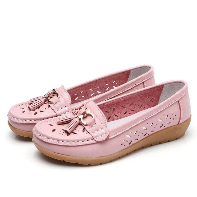 Women Flat 2019 Summer Women Genuine Leather Shoes