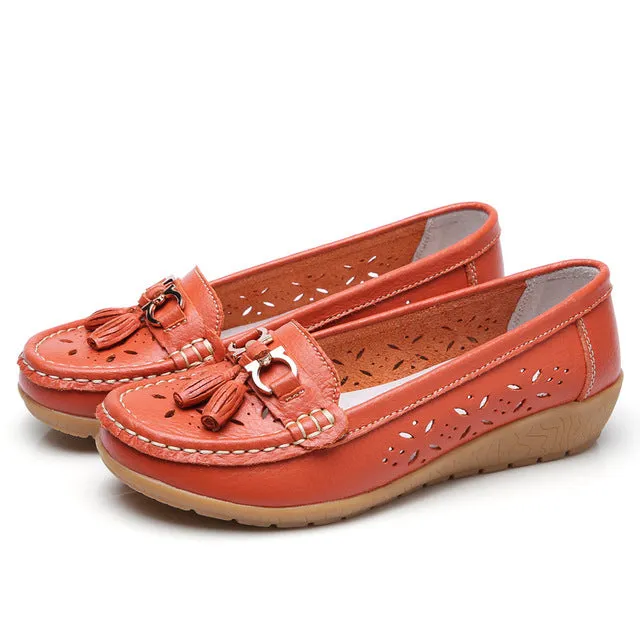 Women Flat 2019 Summer Women Genuine Leather Shoes