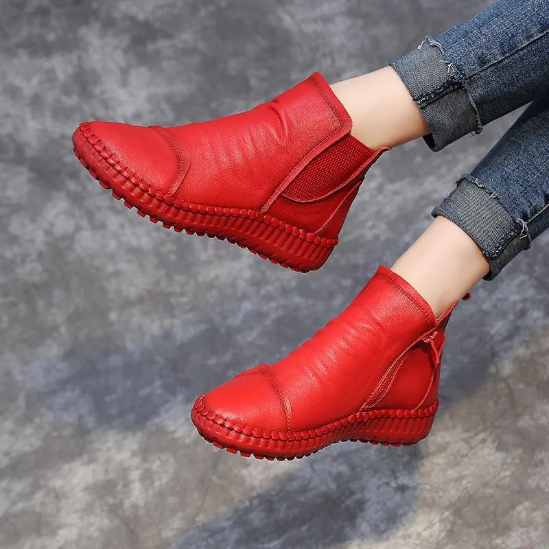 Women's Spring/Autumn Leather Flat Boots