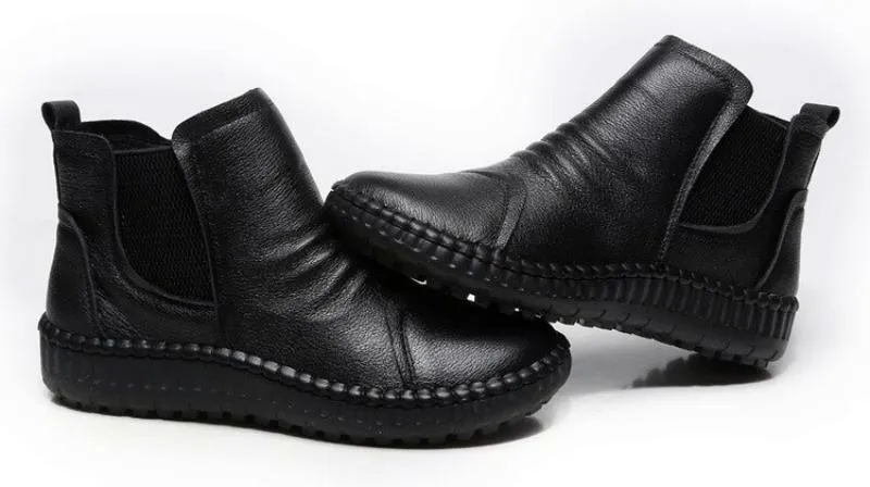 Women's Spring/Autumn Leather Flat Boots