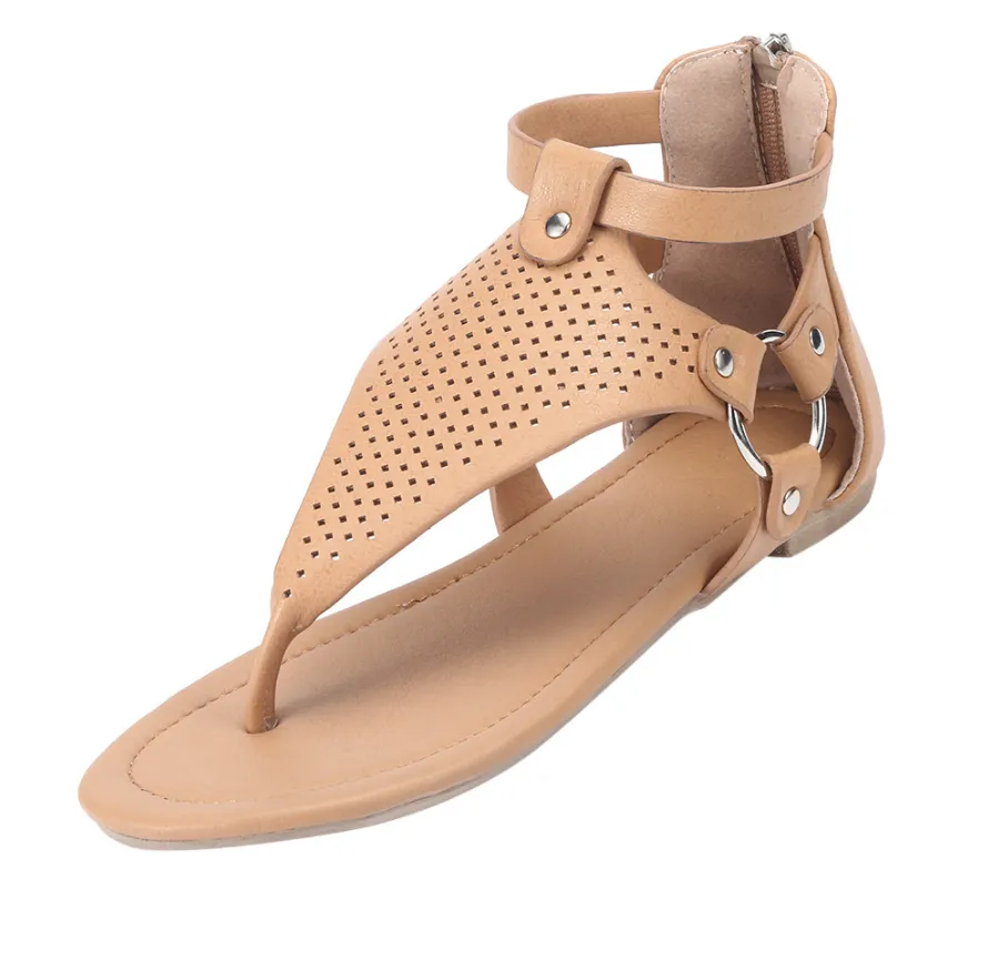 Zipper-Back Sandals