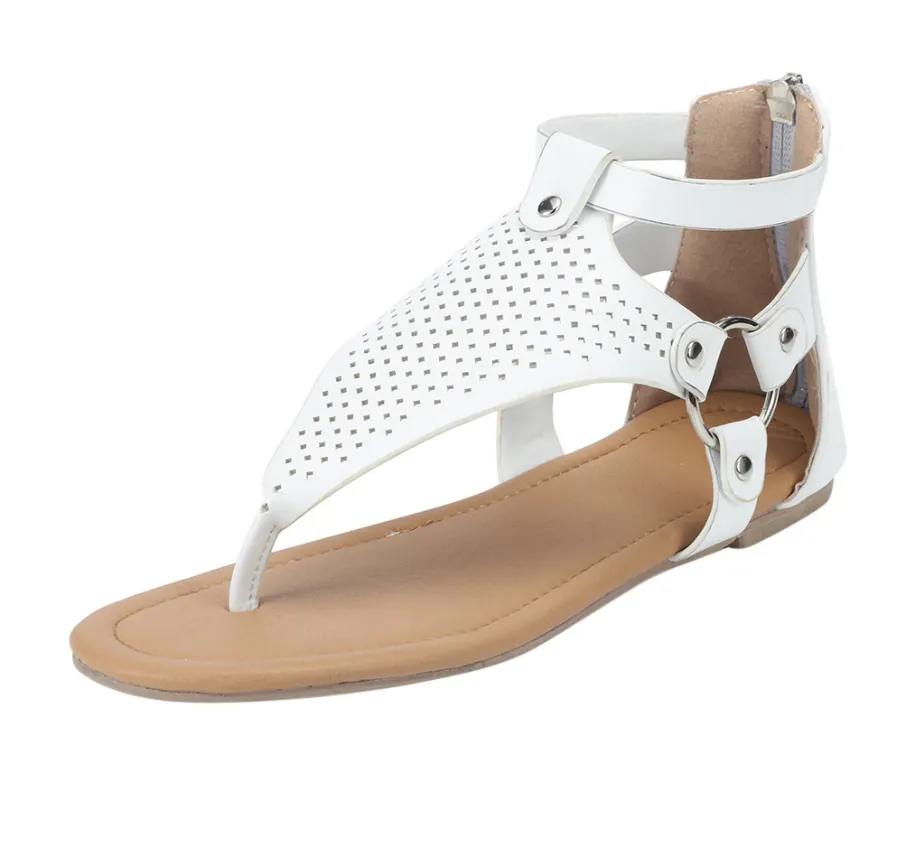 Zipper-Back Sandals