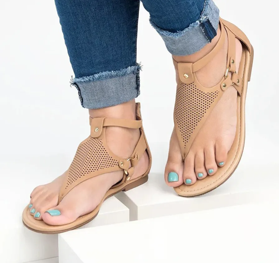 Zipper-Back Sandals