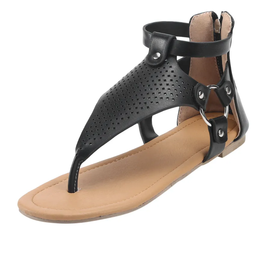 Zipper-Back Sandals