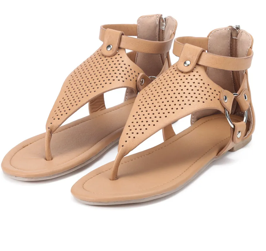 Zipper-Back Sandals