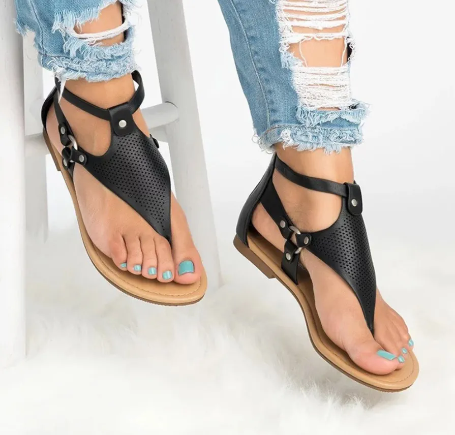 Zipper-Back Sandals